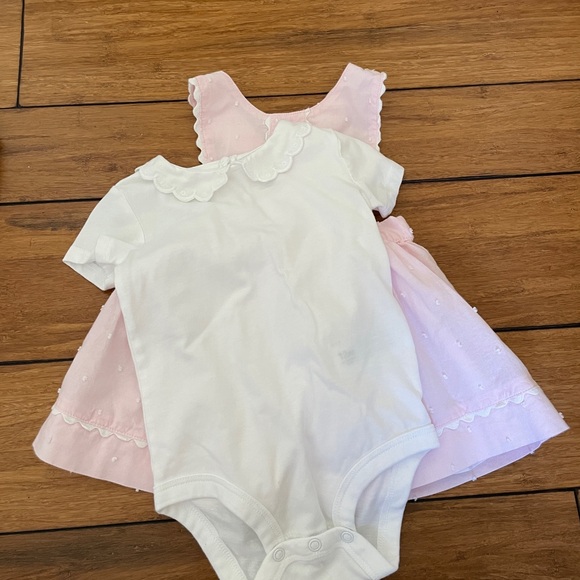 Janie and Jack pink pinafore with size 6-12 month, white bodysuit included - Picture 3 of 4